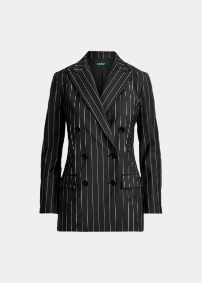 Blazer Ralph Lauren Mujer Negros / Blancos - Wool-Blend Crepe - RPKWG9250